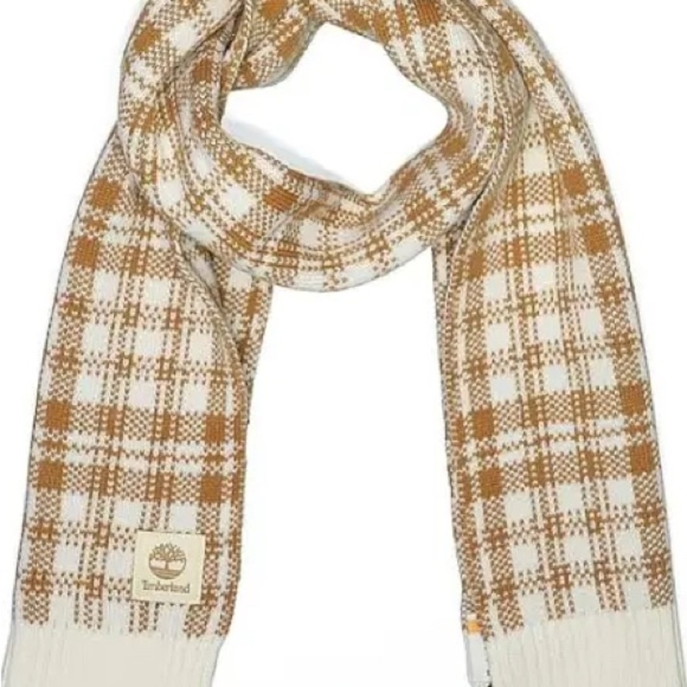 NWT Timberland Checkered Scarf in Cream and Tan